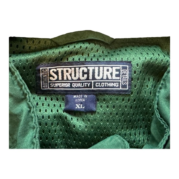 Structure Mens Size XL Zip Up Jacket Green Hidden Hood Adjustable Very Nice - Picture 13 of 15
